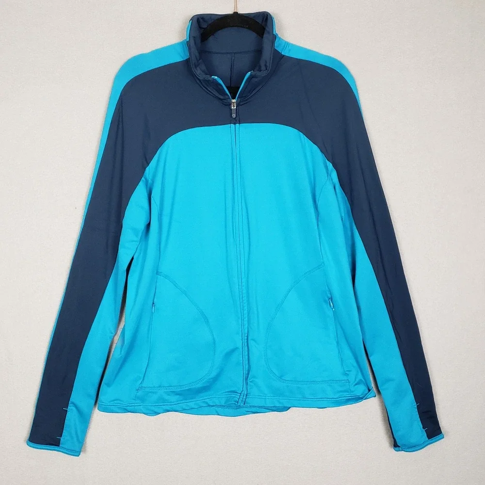 GAP Fit Size XL Zip Up  Performance Jacket Blue Two Tone Athletic Pickleball Gym